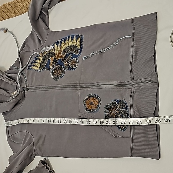 Free People Vintage Embroidered Zip up Hoodie Sweatshirt M - Picture 6 of 14
